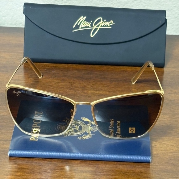 Maui Jim Puakenikeni MJ 823-16 Polarized Gold Metal Sunglasses w/ Case-NWOT main image 5